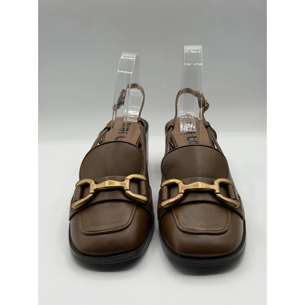 Anthropologie Bibi Lou Slingback Brown Heels Zagreb Loafers Shoes Size 41 New